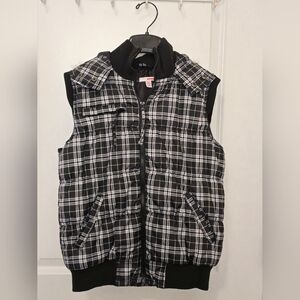Girl's Bongo Plaid Puffer‎ Vest with Hood